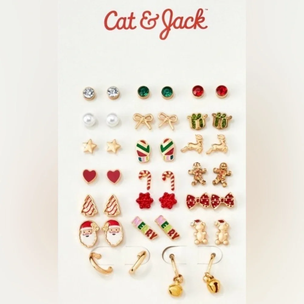 Target Cat & Jack Nickel Free Christmas Holiday Festive Earrings 20 Pairs New